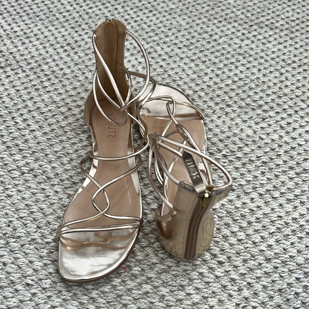 SCHUTZ gold strappy sandals